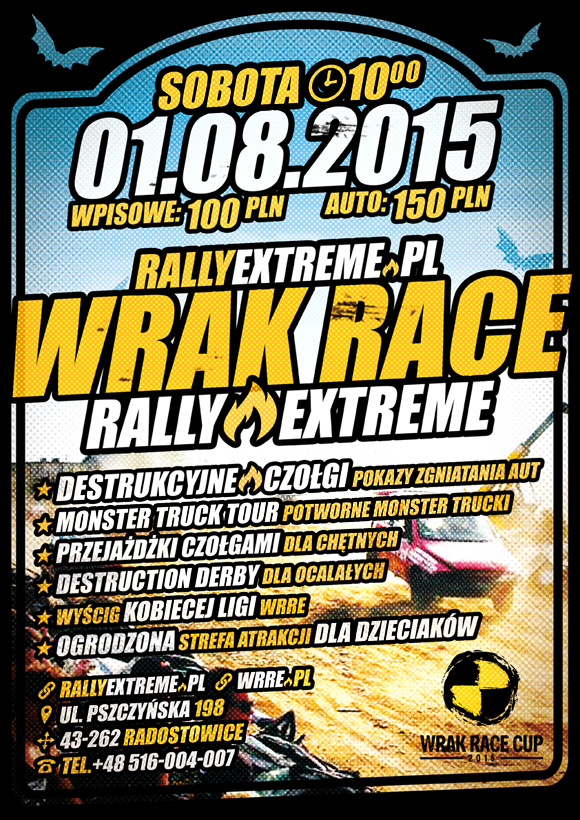 Wrak Race Rally Extreme - 01.08.2015 - RallyExtreme.pl Radostowice k.Pszczyny Oficjalny Plakat